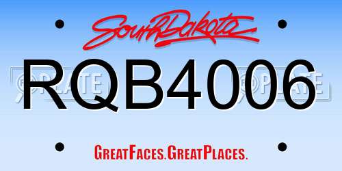 RQB4006 South Dakota License Plate