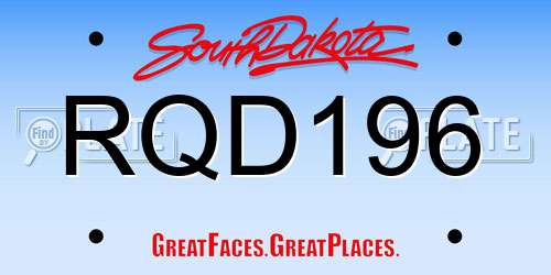 RQD196 South Dakota License Plate