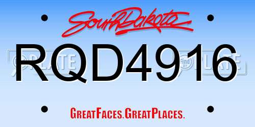 RQD4916 South Dakota License Plate