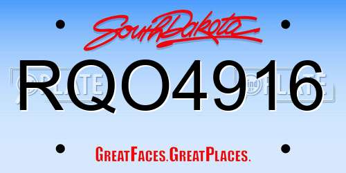 RQO4916 South Dakota License Plate