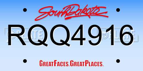 RQQ4916 South Dakota License Plate