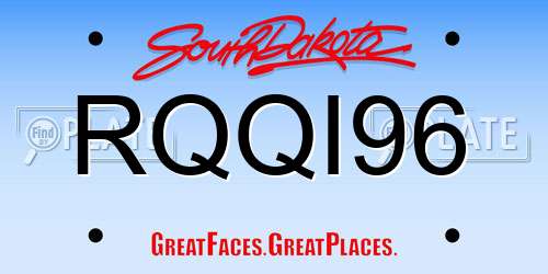 RQQI96 South Dakota License Plate