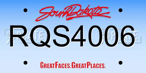 RQS4006 South Dakota License Plate
