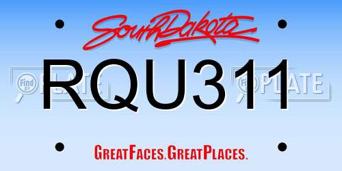 RQU311 South Dakota License Plate