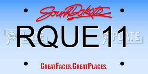 RQUE11 South Dakota License Plate
