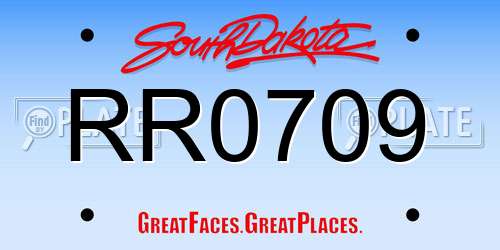 RR0709 South Dakota License Plate