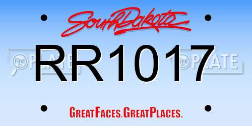 RR1017 South Dakota License Plate