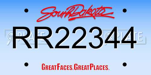 RR22344 South Dakota License Plate