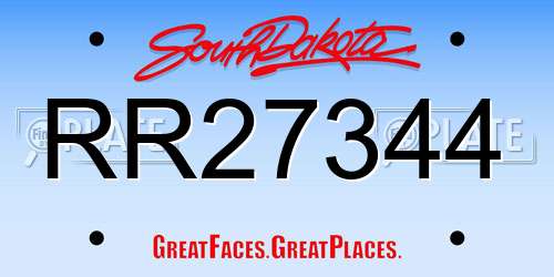 RR27344 South Dakota License Plate