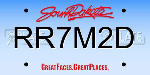 RR7M2D South Dakota License Plate