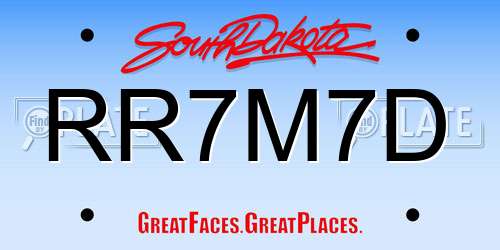 RR7M7D South Dakota License Plate