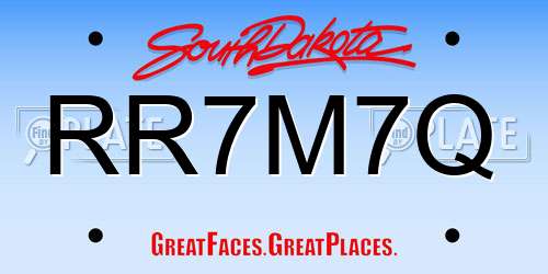 RR7M7Q South Dakota License Plate