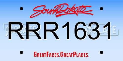 RRR1631 South Dakota License Plate