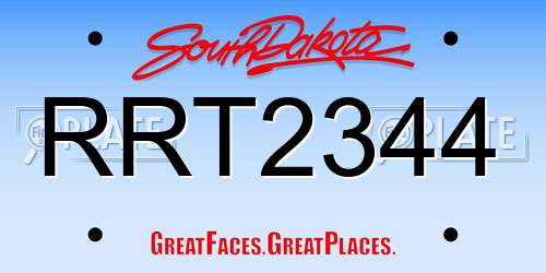 RRT2344 South Dakota License Plate