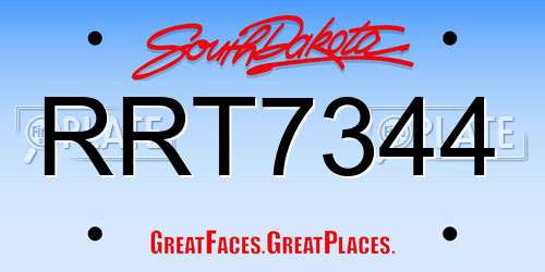 RRT7344 South Dakota License Plate