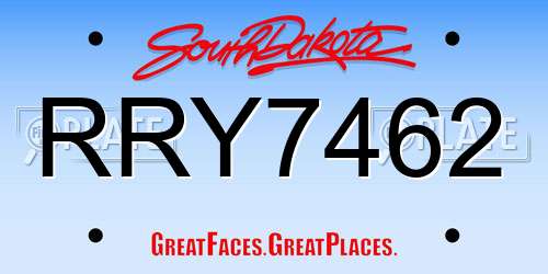 RRY7462 South Dakota License Plate