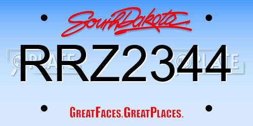 RRZ2344 South Dakota License Plate