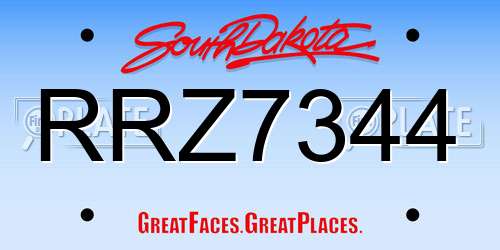 RRZ7344 South Dakota License Plate
