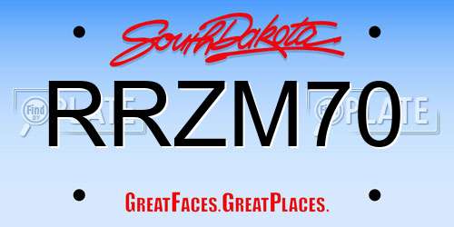 RRZM70 South Dakota License Plate
