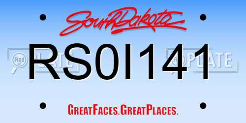 RS0I141 South Dakota License Plate