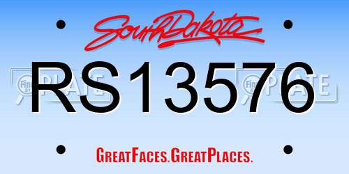 RS13576 South Dakota License Plate