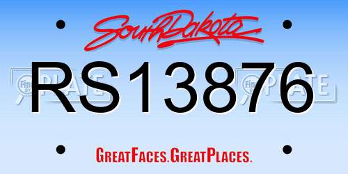 RS13876 South Dakota License Plate