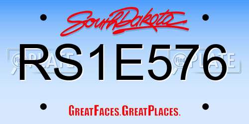 RS1E576 South Dakota License Plate