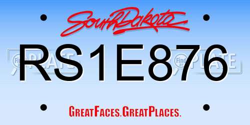 RS1E876 South Dakota License Plate