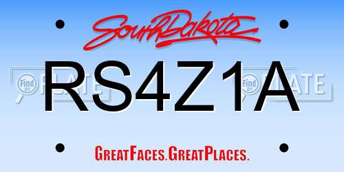 RS4Z1A South Dakota License Plate