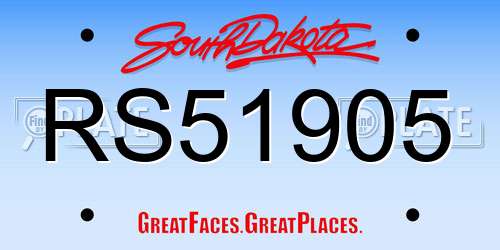 RS51905 South Dakota License Plate