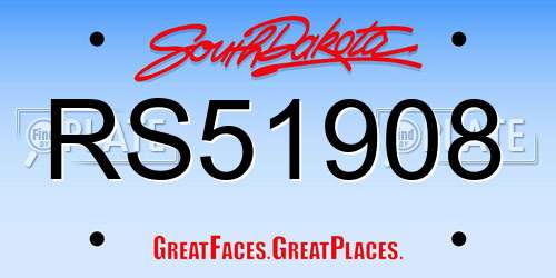 RS51908 South Dakota License Plate