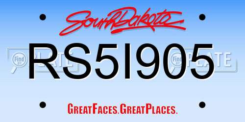 RS5I905 South Dakota License Plate