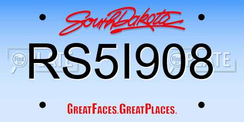 RS5I908 South Dakota License Plate