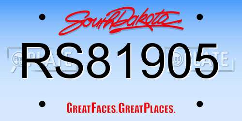 RS81905 South Dakota License Plate