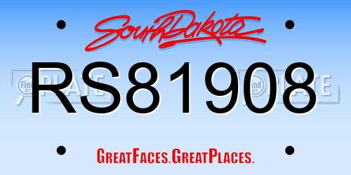 RS81908 South Dakota License Plate
