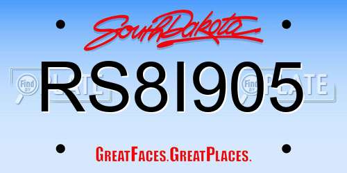 RS8I905 South Dakota License Plate