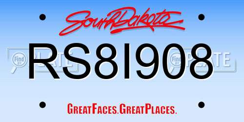 RS8I908 South Dakota License Plate