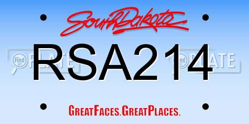 RSA214 South Dakota License Plate