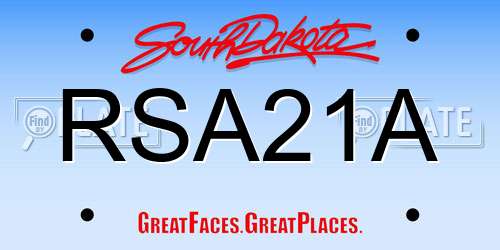 RSA21A South Dakota License Plate
