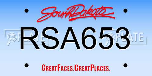 RSA653 South Dakota License Plate