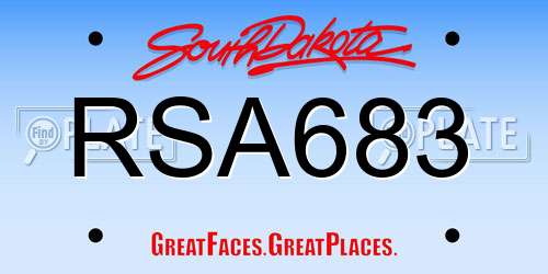 RSA683 South Dakota License Plate