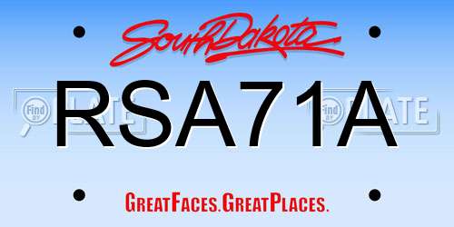 RSA71A South Dakota License Plate