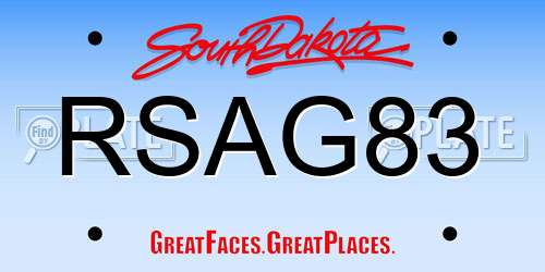 RSAG83 South Dakota License Plate