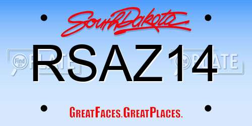 RSAZ14 South Dakota License Plate
