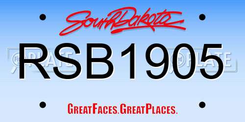 RSB1905 South Dakota License Plate