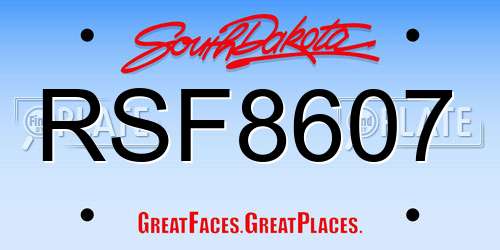 RSF8607 South Dakota License Plate