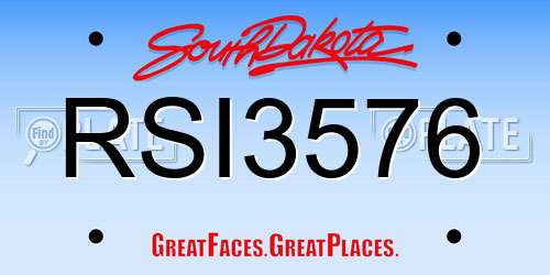 RSI3576 South Dakota License Plate