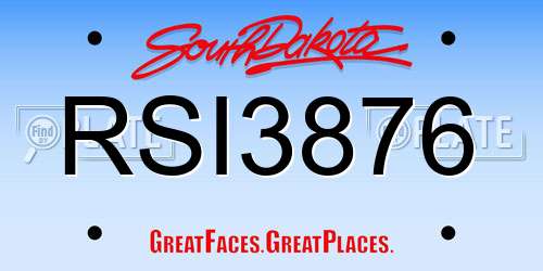 RSI3876 South Dakota License Plate