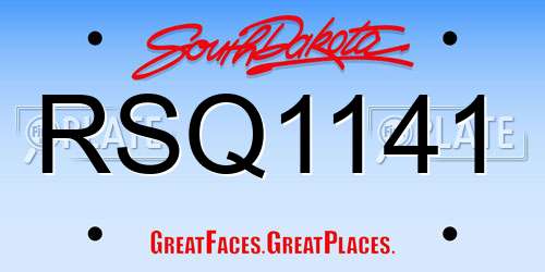 RSQ1141 South Dakota License Plate