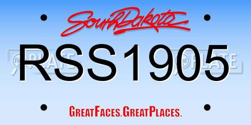 RSS1905 South Dakota License Plate